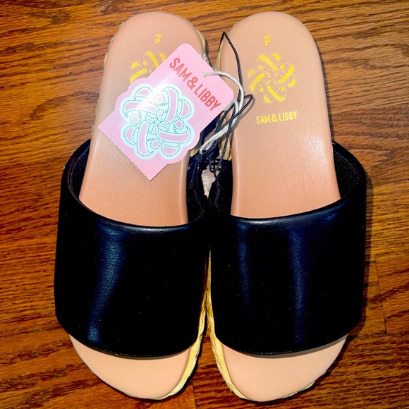 Sam & Libby Classic Black Slides - Picture 1 of 2